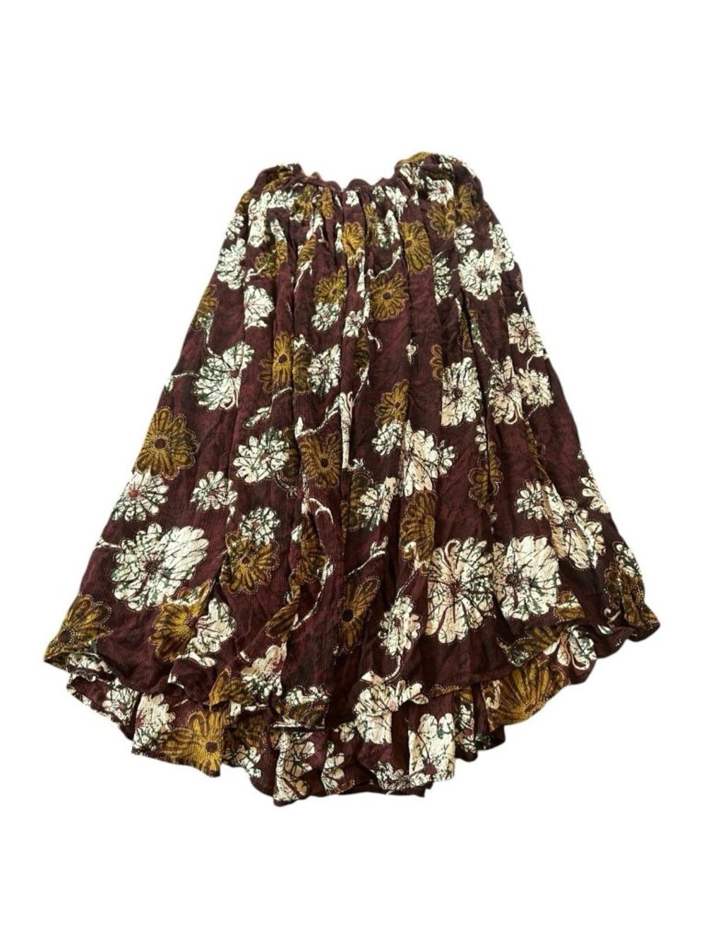 Vintage Newport News Maxi Skirt M Floral Boho Whimsigoth 90s Maroon Peasant Y2K